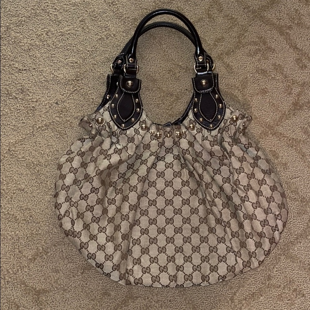 Gucci brown canvas handbag